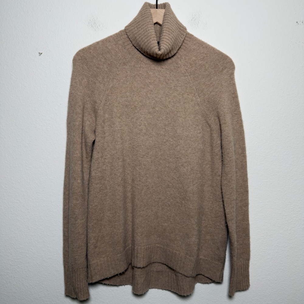 J. Crew Women Alpaca‎ Wool Turtleneck Sweater Medium Brown Preppy Academia Yarn